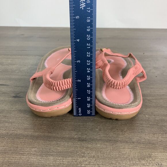 Socosands Womens Sandals Size 8 EUR 39 Orange Comfort Slip On Padded New T Strap - Picture 6 of 10